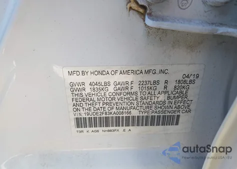 2019 Acura Ilx Premium A-Spec Packages/Technology A-Spec Packages из США, поврежденный, VIN 19UDE2F83KA008166